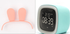 smart desk clock with thermometer and calendar blue and rabbit head wear