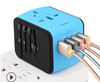 Universal Travel Adapter Multi-Country USB Charger blue