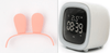 smart desk clock with thermometer and calendar gray and rabbit head wear