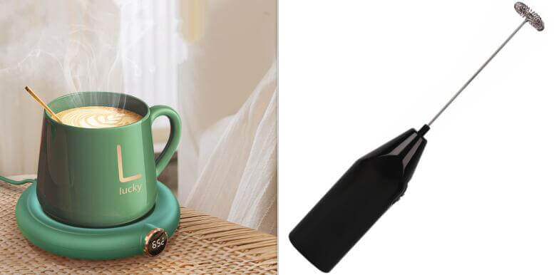 Tea cup warmer at work desk