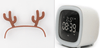 smart desk clock with thermometer and calendar gray and fawn head wear