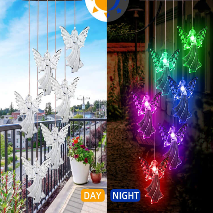 outdoor solar wind chime lamp angel design